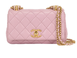 Triple Chain Single Flap, Leather, Pink, LU818946, DB, 2*